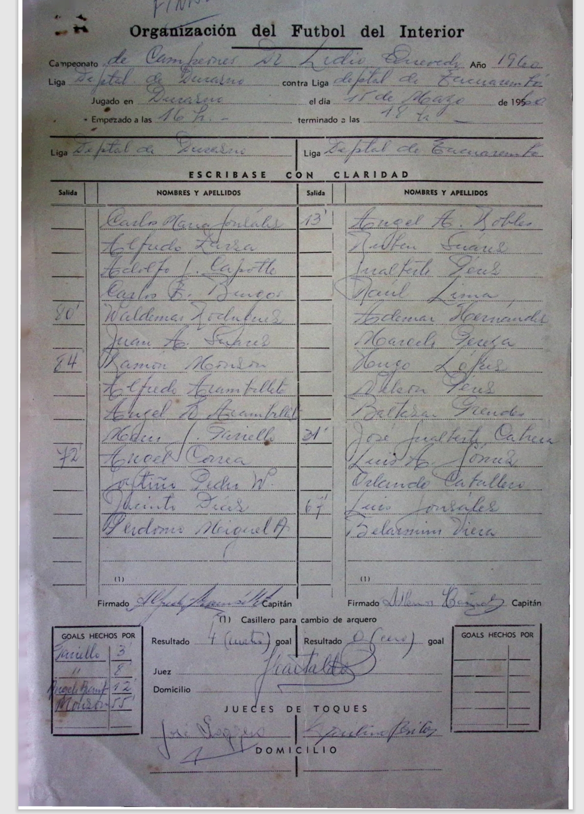El formulario oficial de la segunda final, Durazno goleaba a Tacuarembó y festejaba en su casa. 