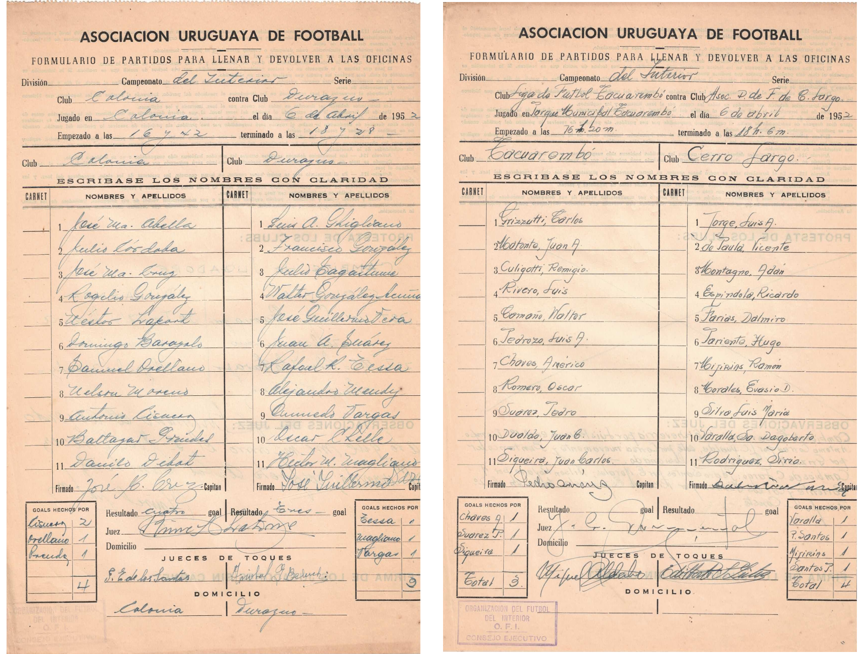 Los dos primeros partidos jugados por el Campeonato de Selecciones. Documentos históricos.